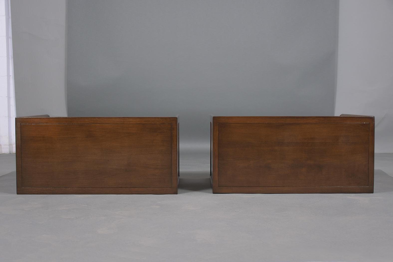Carved Pair of Vintage Mid-Century Chest of Drawers