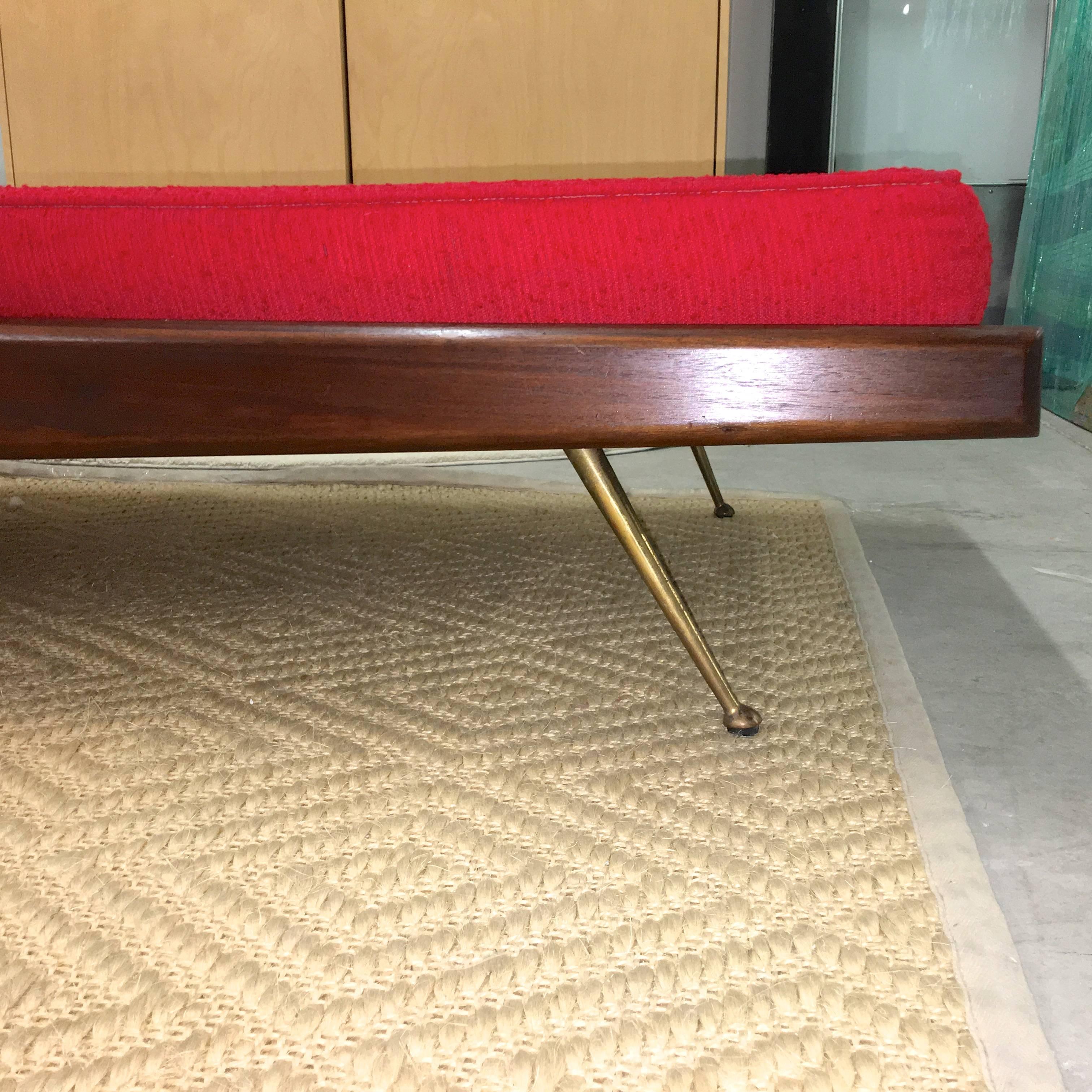 Pair of Midcentury Walnut Daybeds with Brass Legs after Robsjohn-Gibbings 1