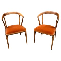 Pair of Mid-Century Walnut Dining Chairs by Bertha Schaefer for Singer and Sons