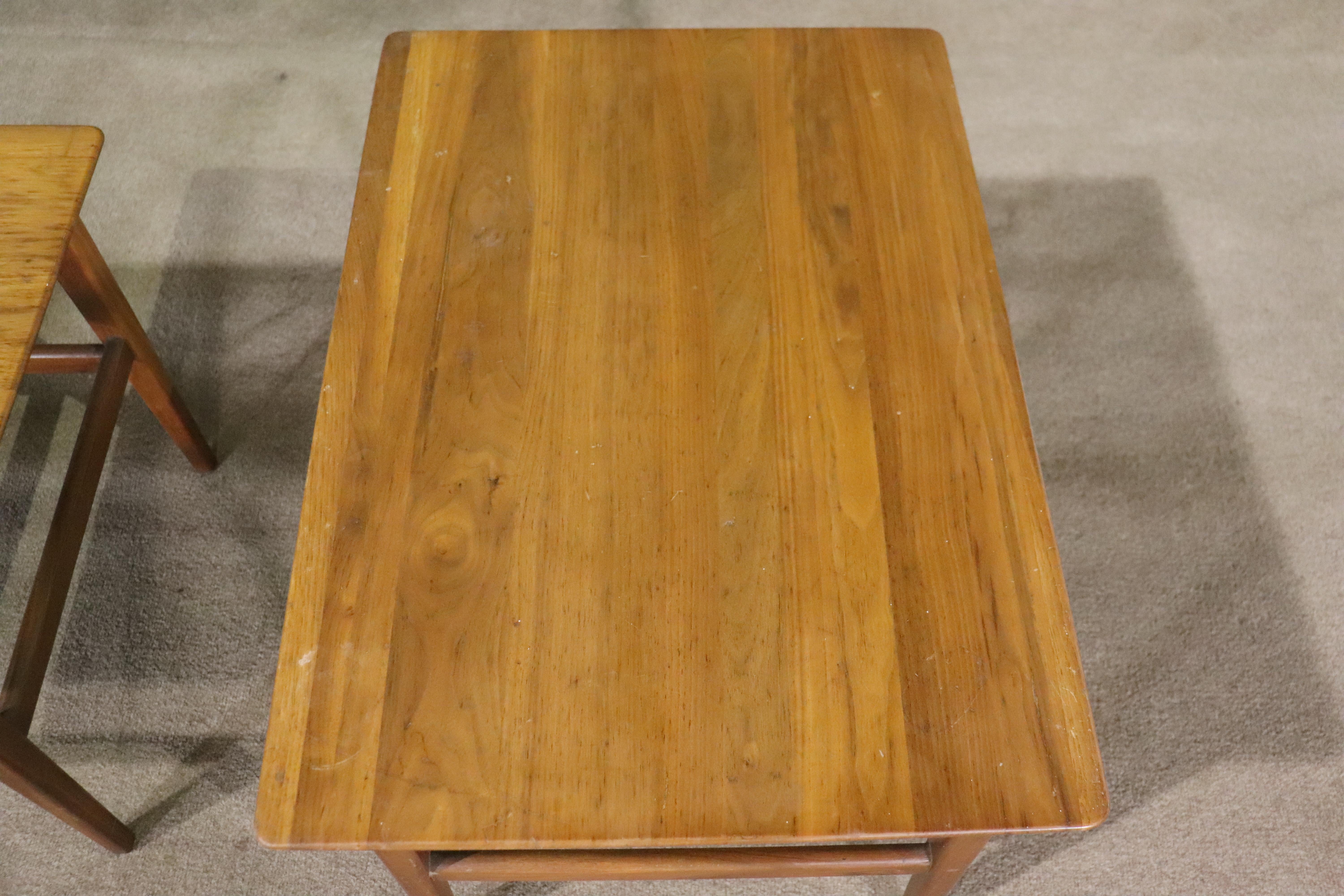 Pair of Mid-Century Walnut End Tables For Sale 1