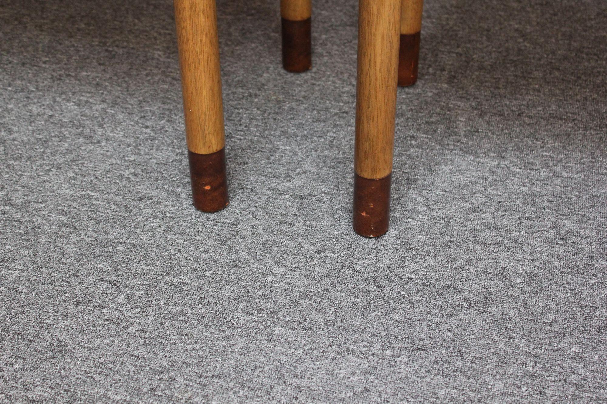 Pair of Mid-Century Walnut, Leather and Mahogany Wedge End Tables by Dunbar For Sale 5