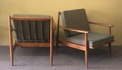 Pair of Midcentury Walnut Lounge Chairs by Viko Baumritter for Baumritter