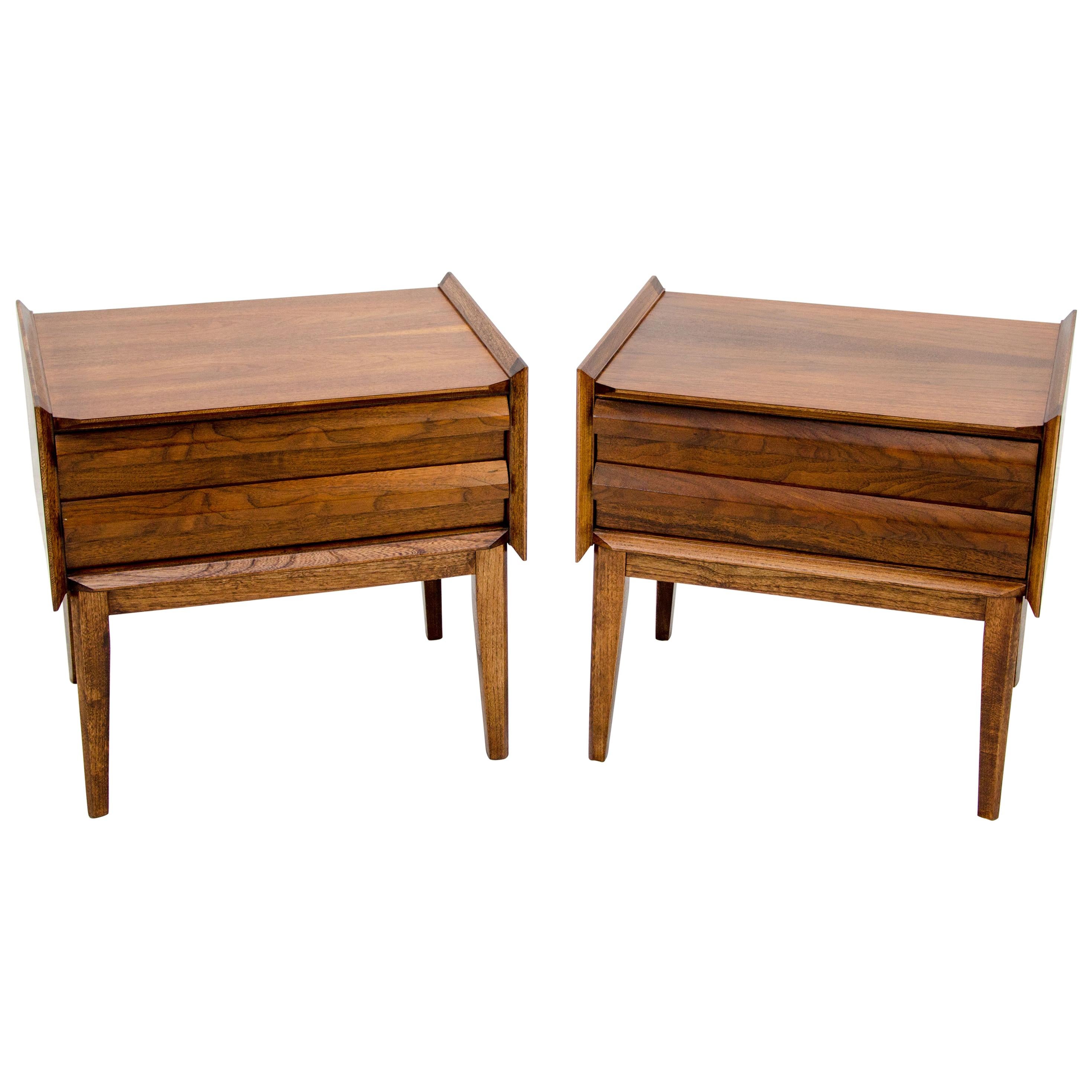 Pair of Mid Century Walnut Night Stands by Lane of Alta Vista VA