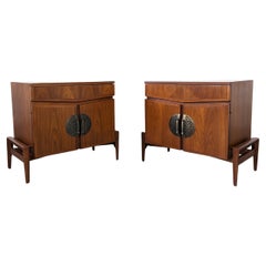 Pair of Mid Century Walnut Nightstands by Helen Hobey For Baker, 1960s