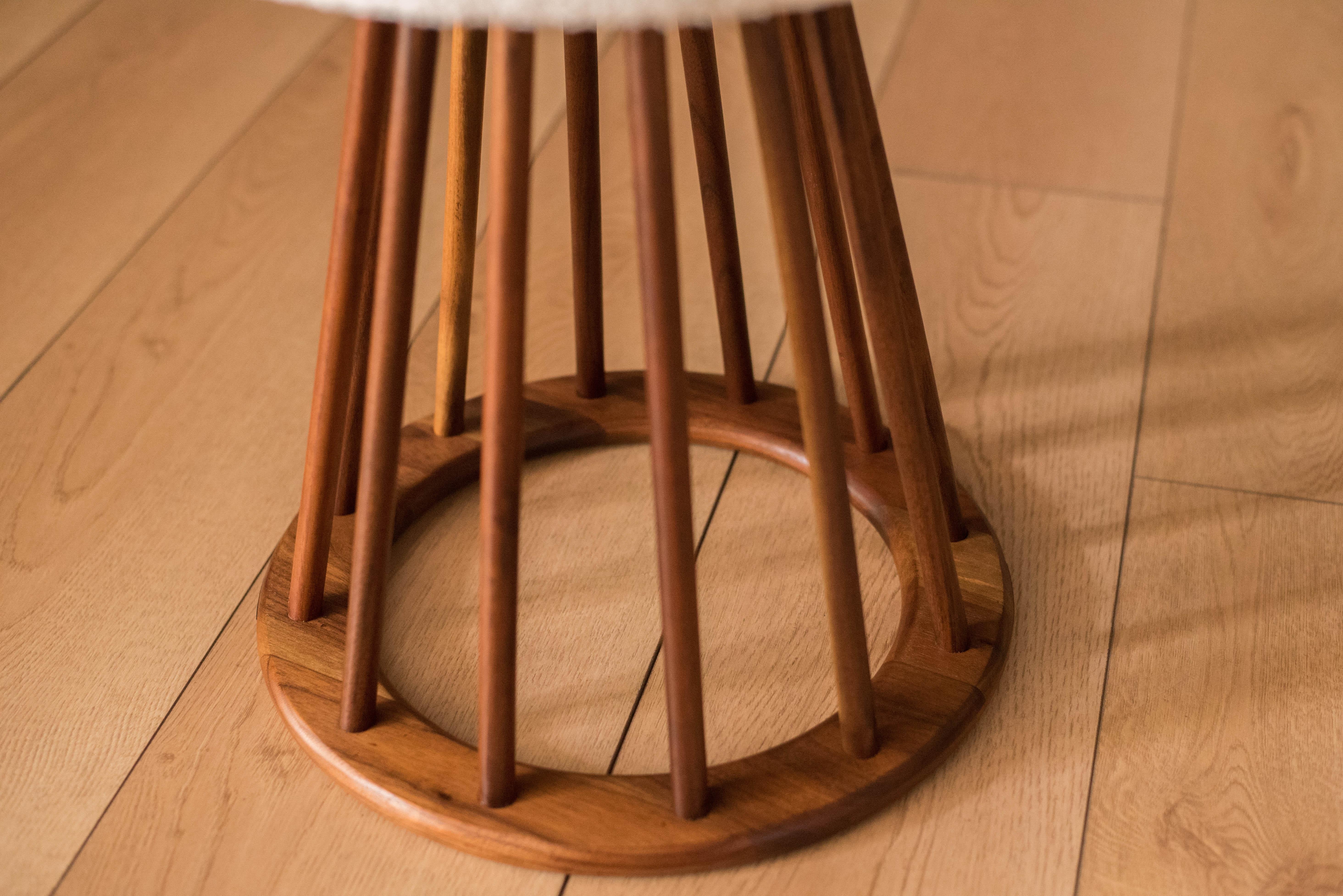 Pair of Mid Century Walnut Spindle Stools by Arthur Umanoff  In Good Condition In San Jose, CA