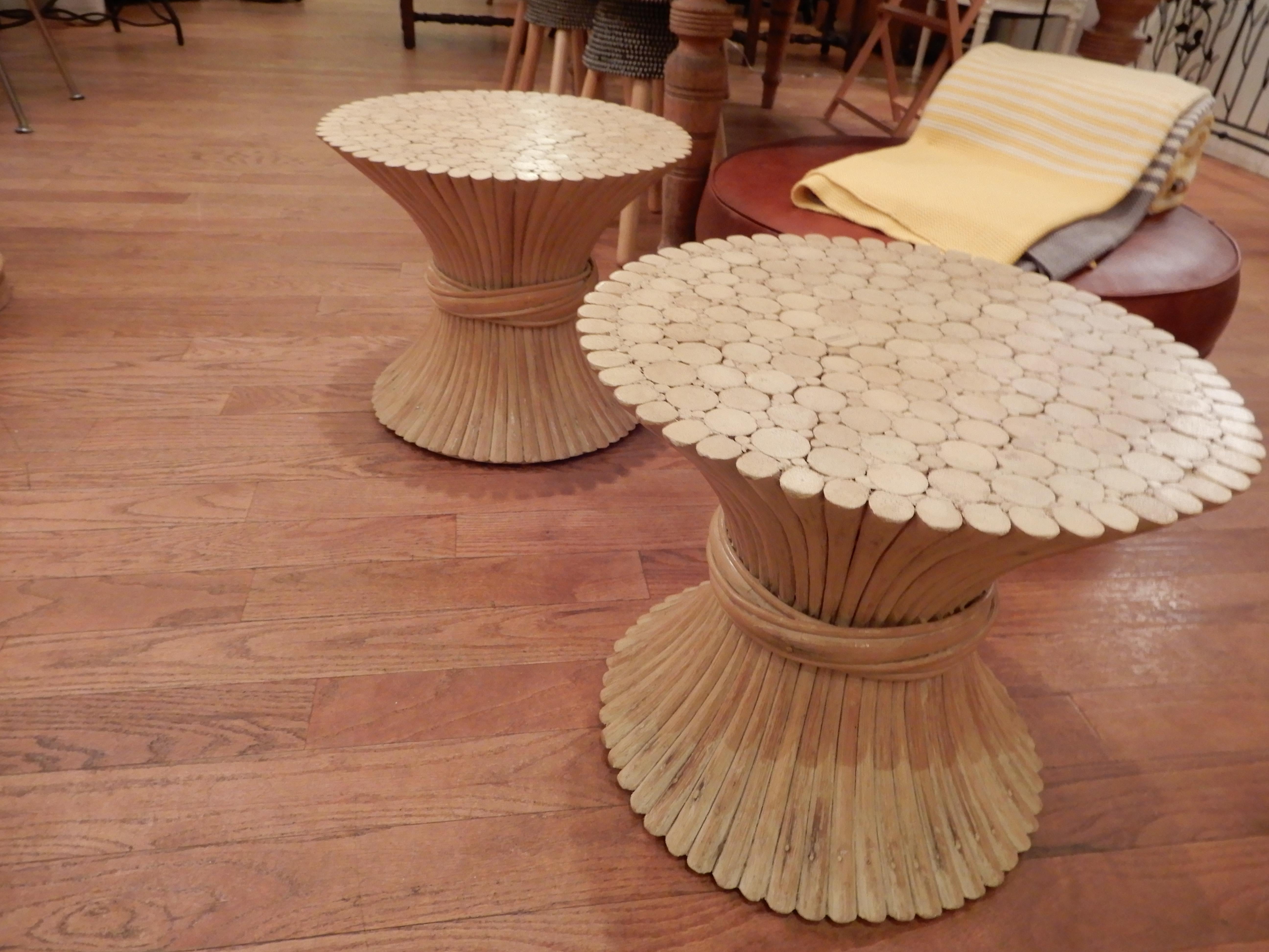 American Pair of Mid Century McGuire  Wheat End Tables 1960s