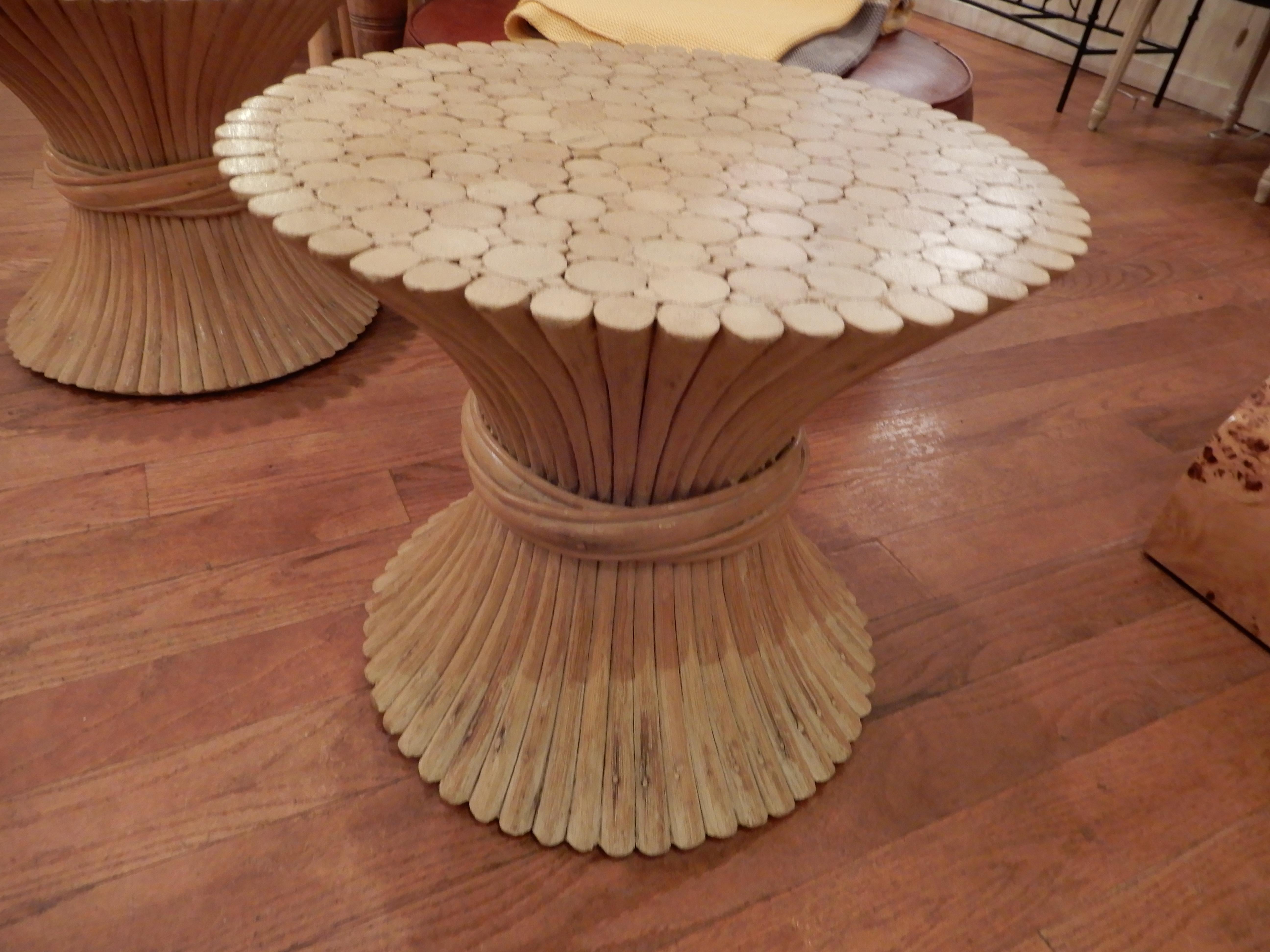 Hand-Crafted Pair of Mid Century McGuire  Wheat End Tables 1960s