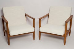 Pair of Mid Century White Boucle Armchairs, GFM 142, Edmund Homa, Europe, 1960s
