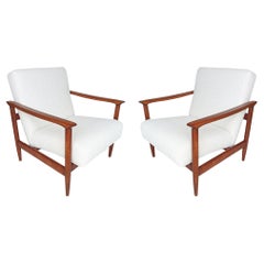 Pair of Mid Century White Boucle Armchairs, GFM 142, Edmund Homa, Europe, 1960s