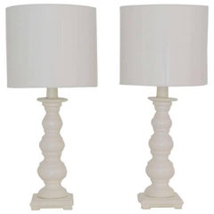 Pair of Midcentury White Glazed Ceramic Table Lamps