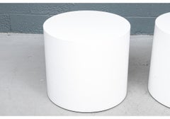 Pair of Mid-Century White Lacquered Drum End or Side Tables