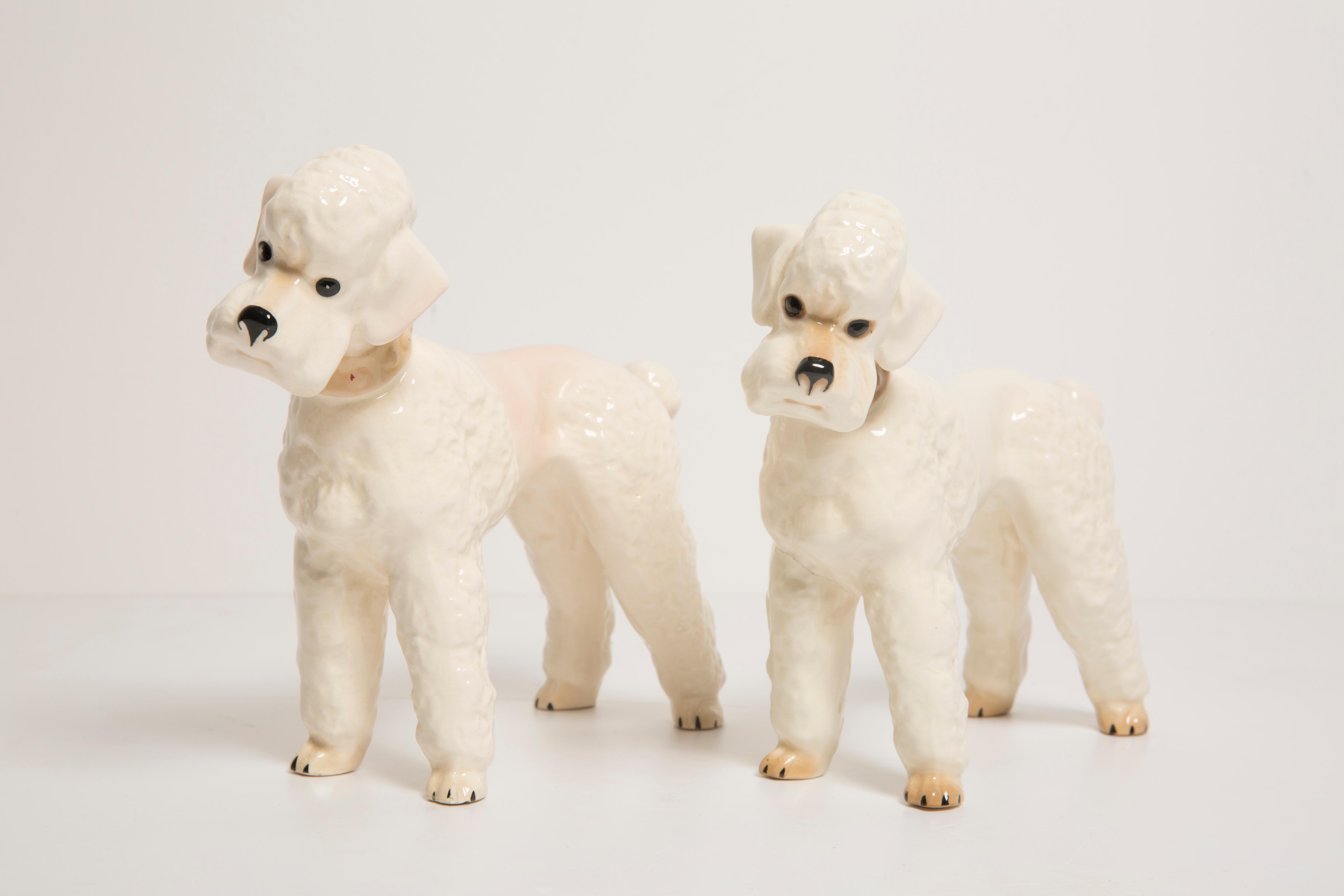 Paar weiße Pudelhund-Skulpturen aus der Mitte des Jahrhunderts, Italien, 1960er Jahre (Moderne der Mitte des Jahrhunderts) im Angebot