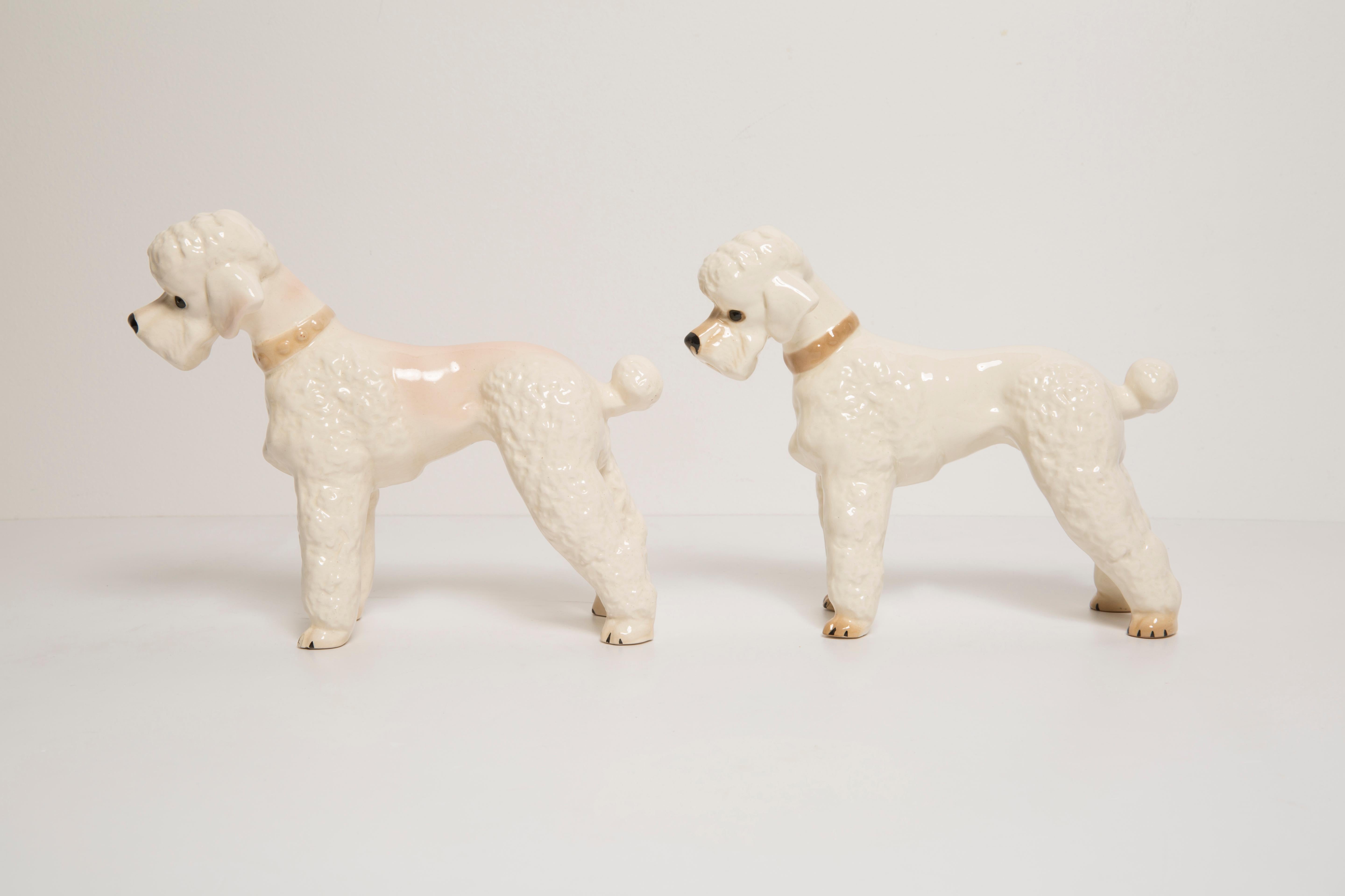 Italian Pair of Mid Century White Poodle Dogs Sculptures, Italy, 1960s For Sale