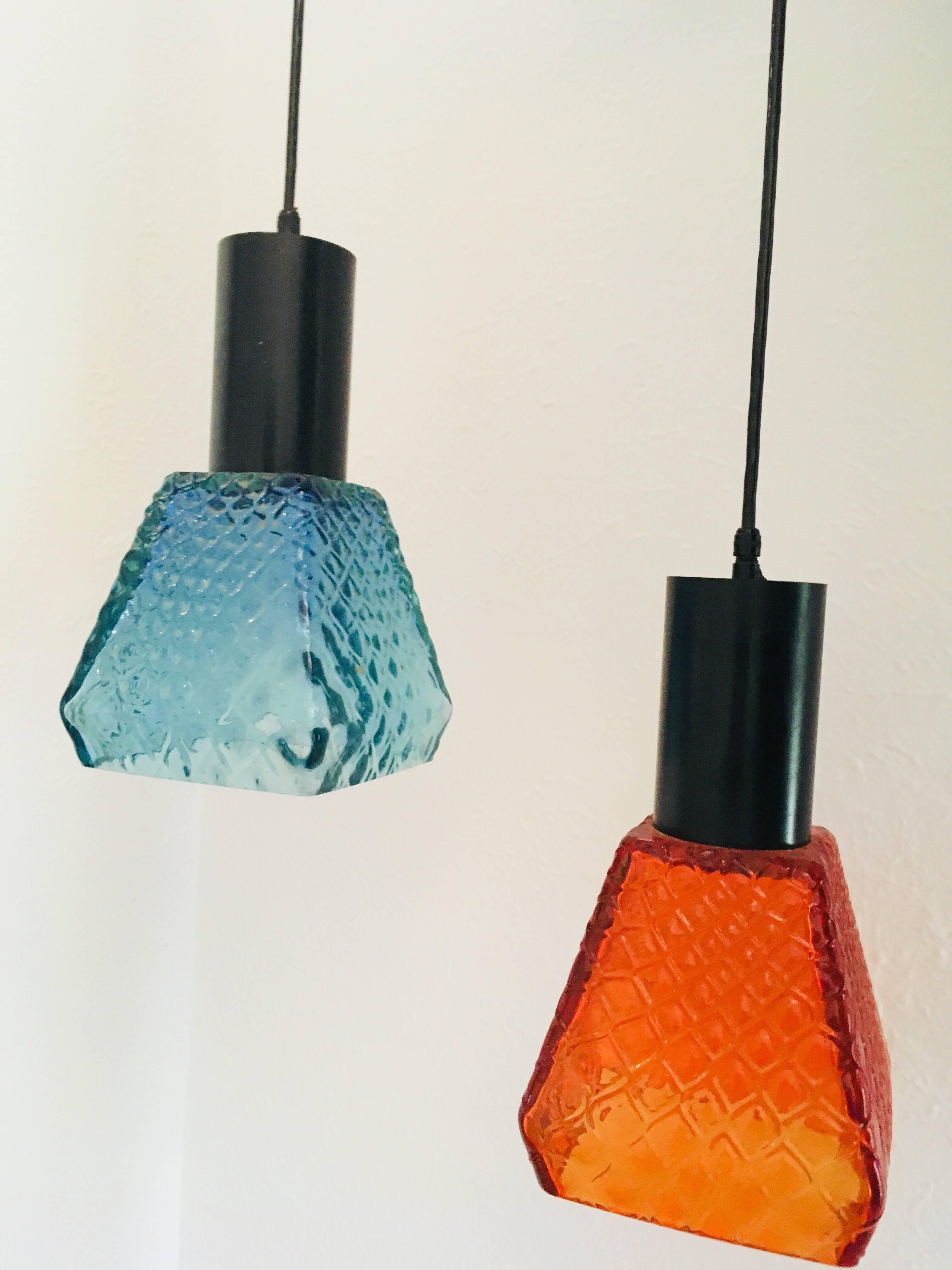 Mid-Century Modern Pair of Midcentury Whitefriars Pendant Lights, circa 1960s For Sale