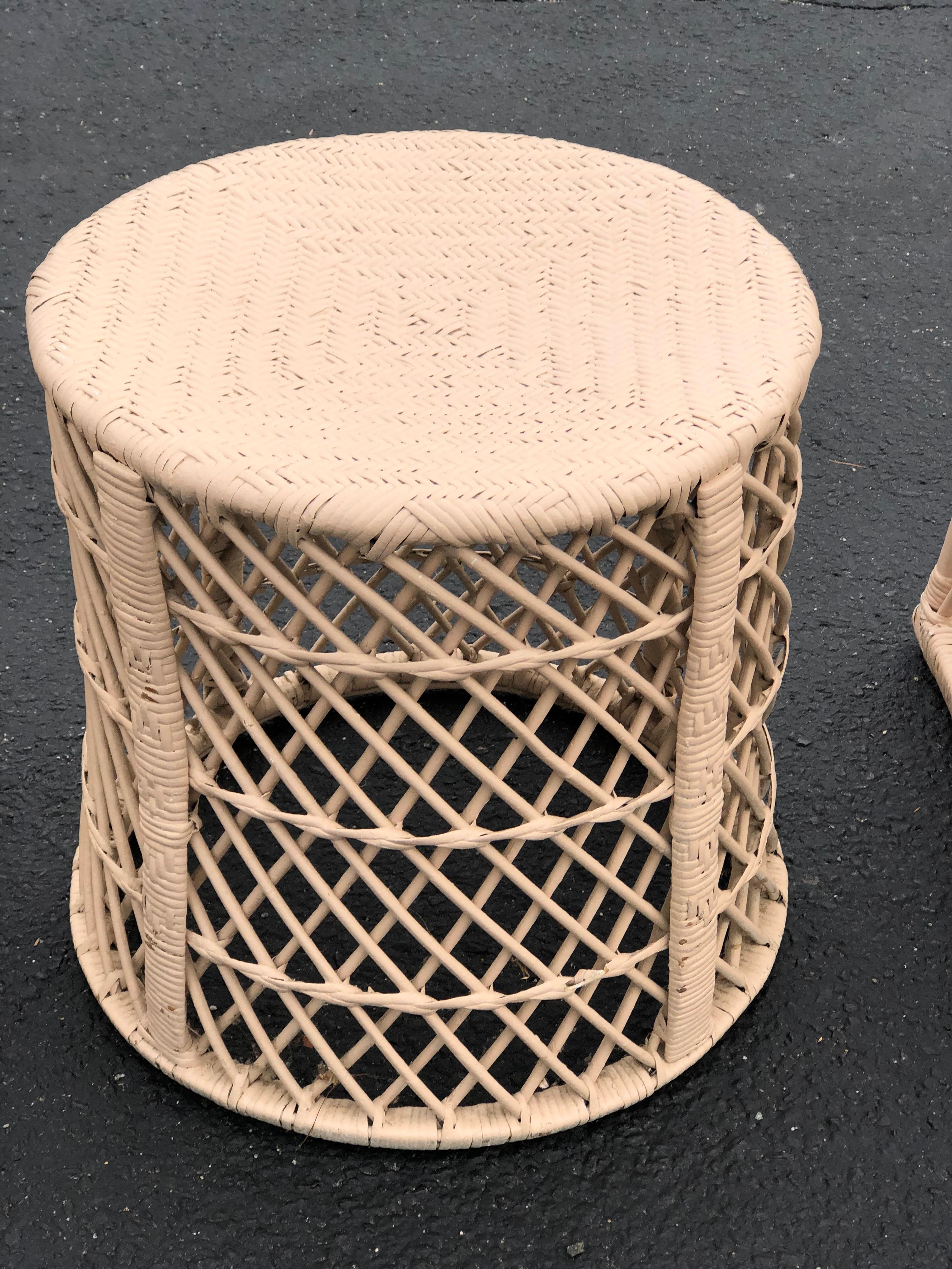 Pair of Mid Century Wicker Chairs with Matching Table 7