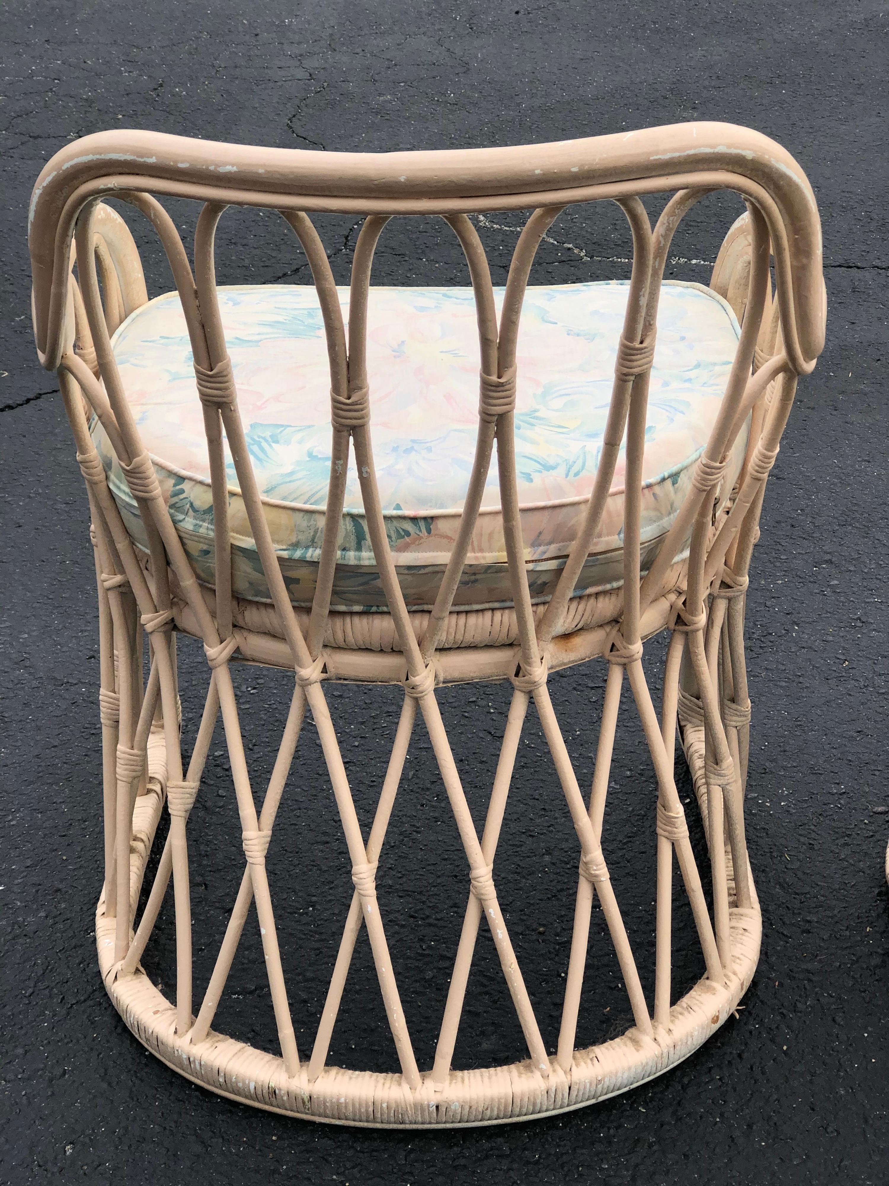 Pair of Mid Century Wicker Chairs with Matching Table 8