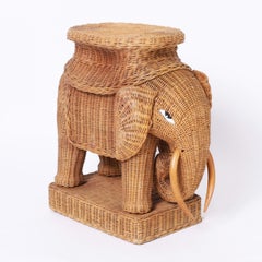 Pair of Mid Century Wicker Elephant Stands