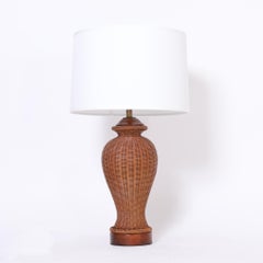 Pair of Mid Century Wicker Table Lamps