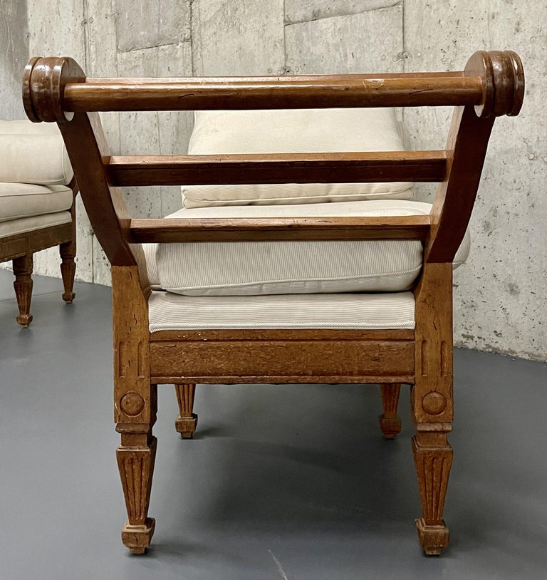 Pair of Mid Century Window Benches, Daybeds, Custom Upholstery, Pillows