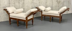 Pair of Mid Century Window Benches, Daybeds, Custom Upholstery, Pillows