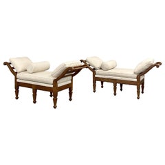 Pair of Mid Century Window Benches, Daybeds, Custom Upholstery, Pillows