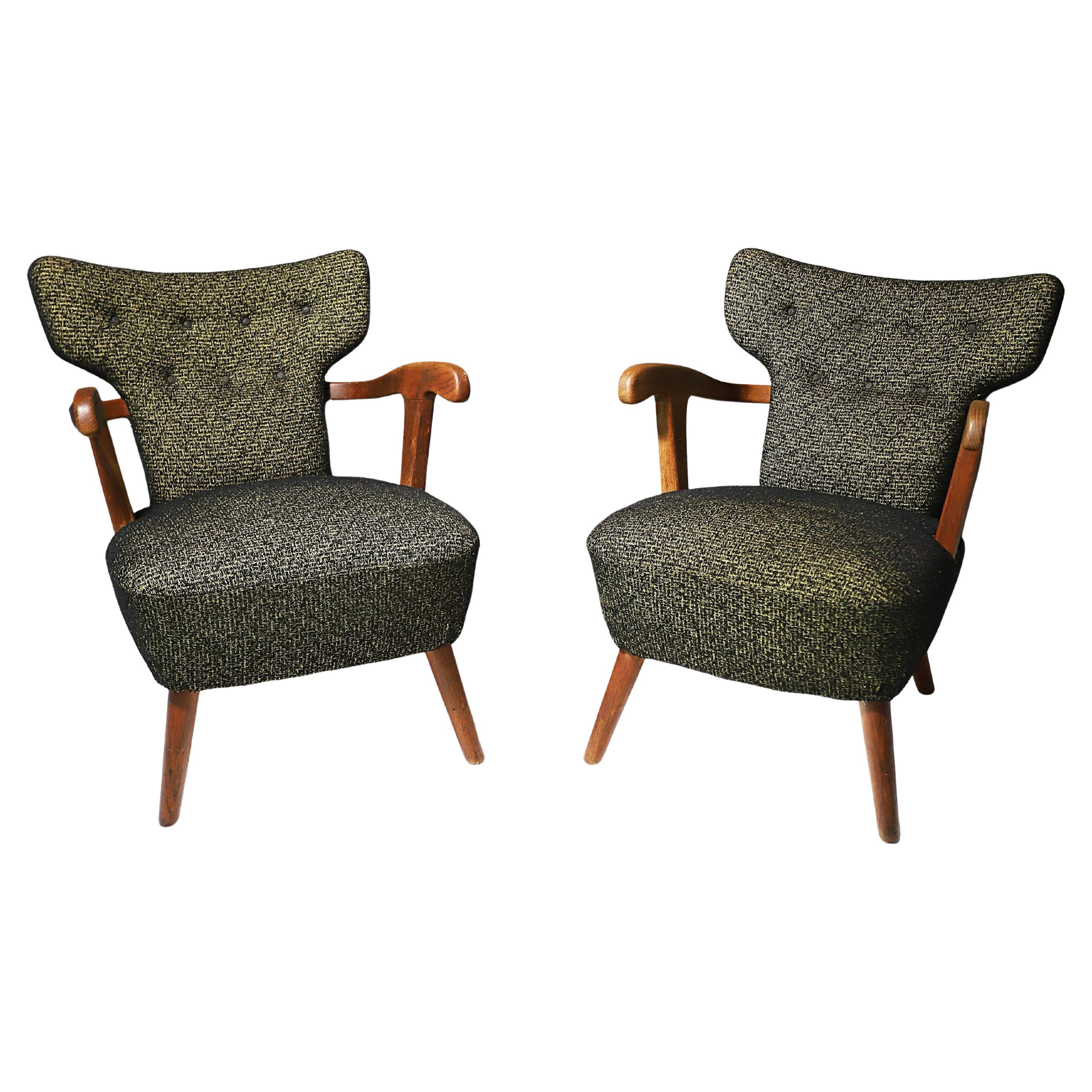Pair of mid century wingback armchairs, Czechoslovakia, circa 1940´s