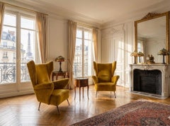 Pair of Mid-Century Wingback Armchairs in the Style of Gio Ponti (Customizable)