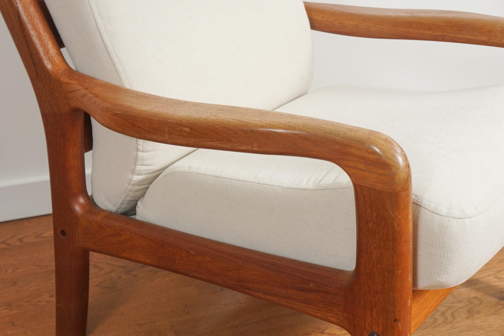 Pair of Mid Century Wood Armchairs with Upholstered Seat Cushions from Denmark 3