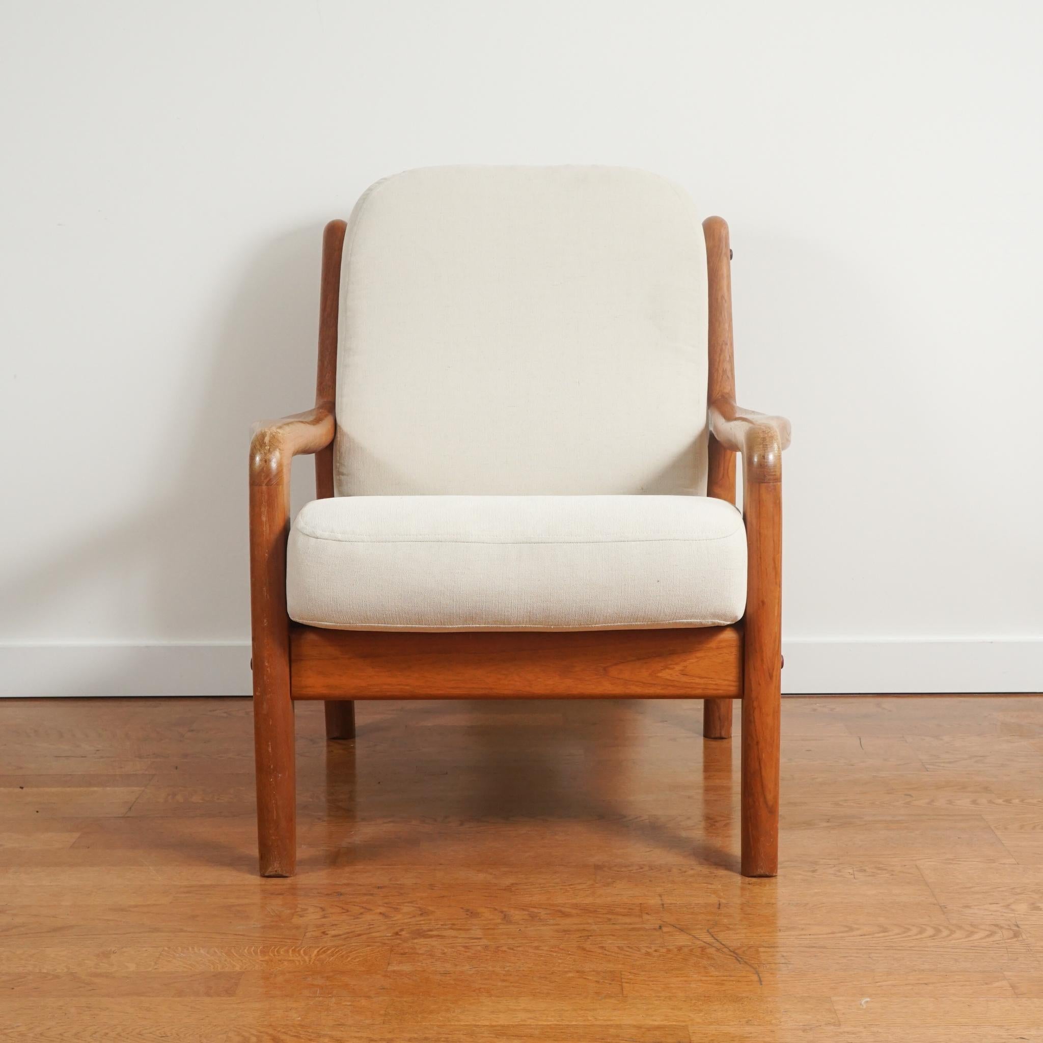 Mid-Century Modern Pair of Mid Century Wood Armchairs with Upholstered Seat Cushions from Denmark