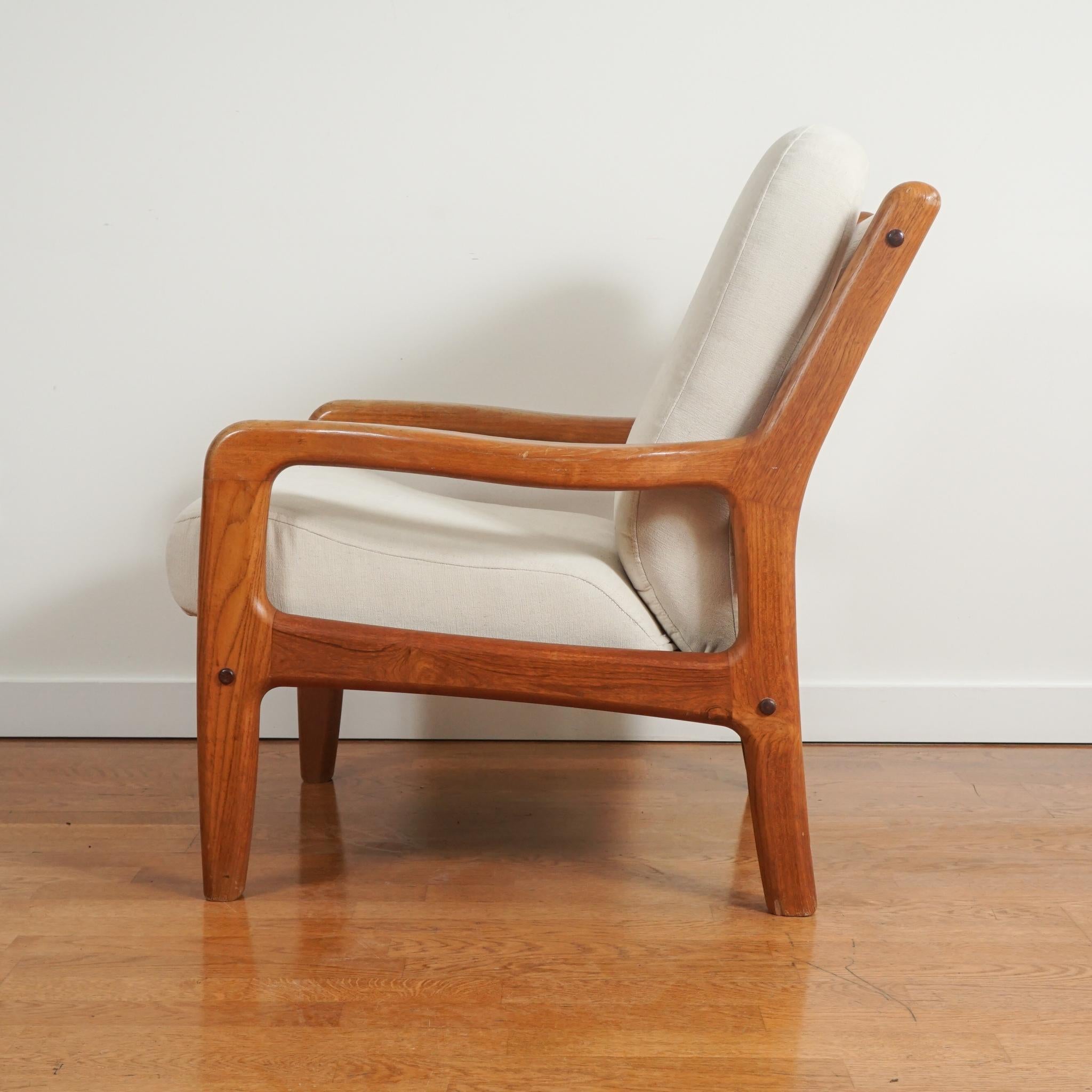 Danish Pair of Mid Century Wood Armchairs with Upholstered Seat Cushions from Denmark