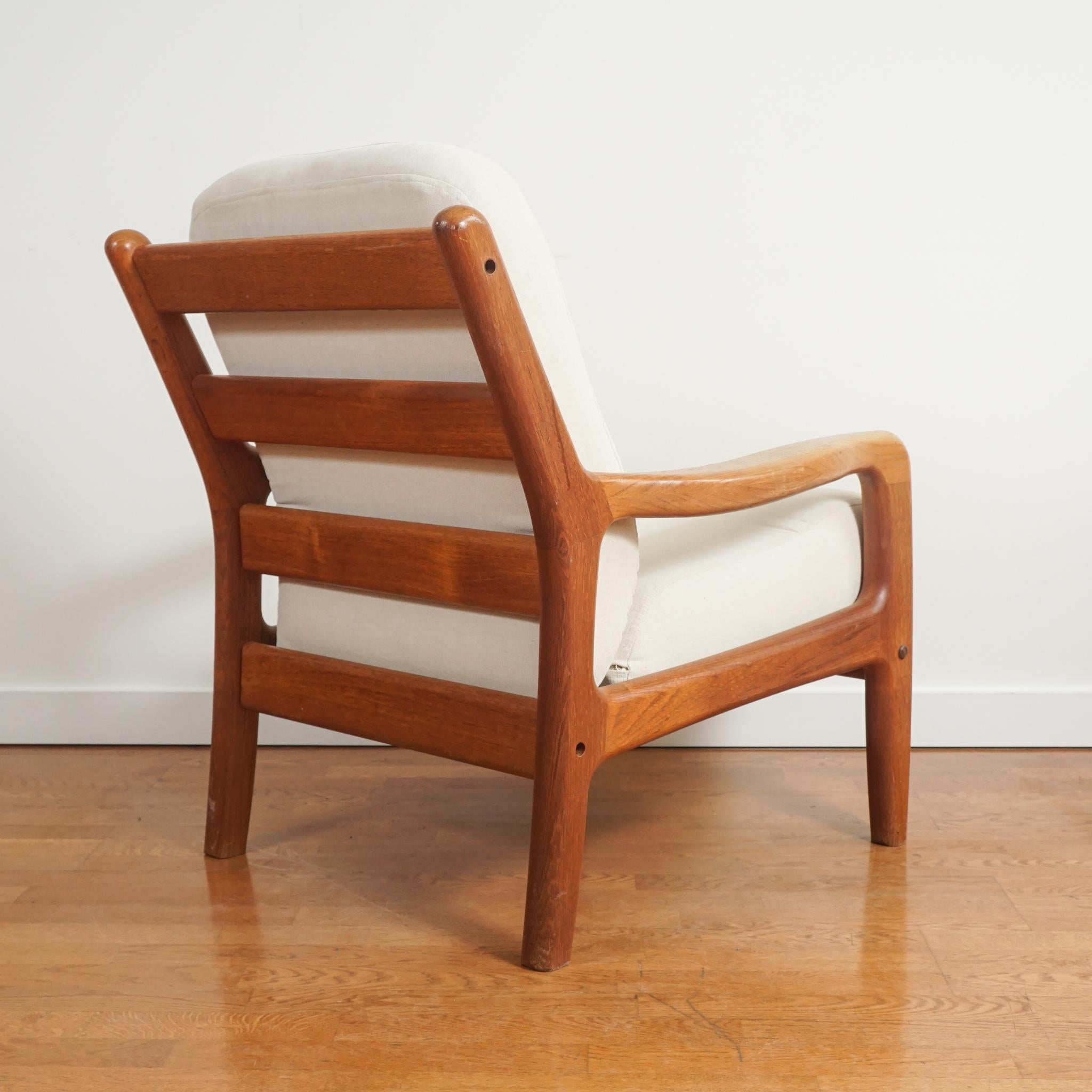 Pair of Mid Century Wood Armchairs with Upholstered Seat Cushions from Denmark In Good Condition In Hudson, NY