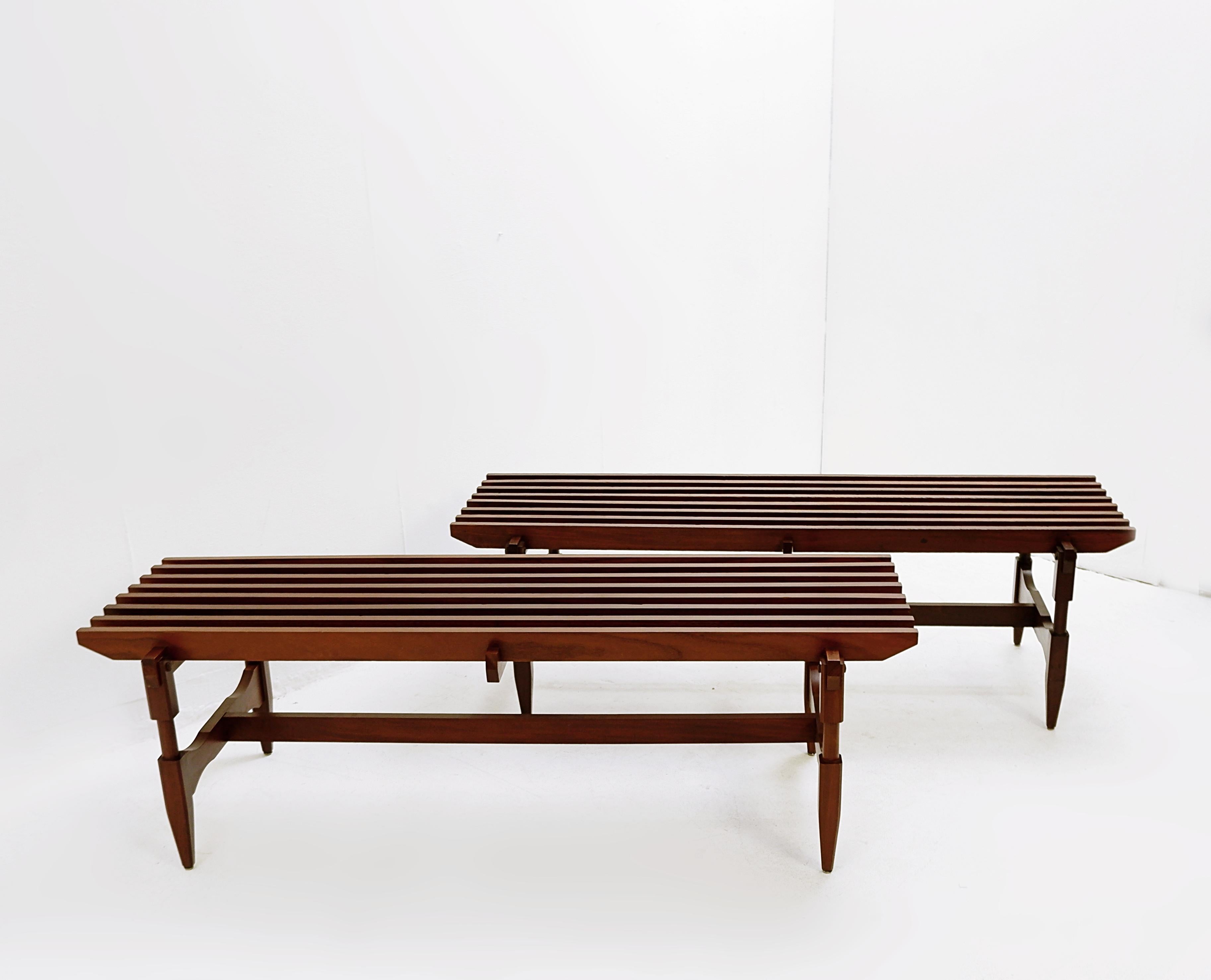 Mid-Century Modern Pair of Mid-century wood Bench by Ico & Luisa Parisi - 1950s For Sale