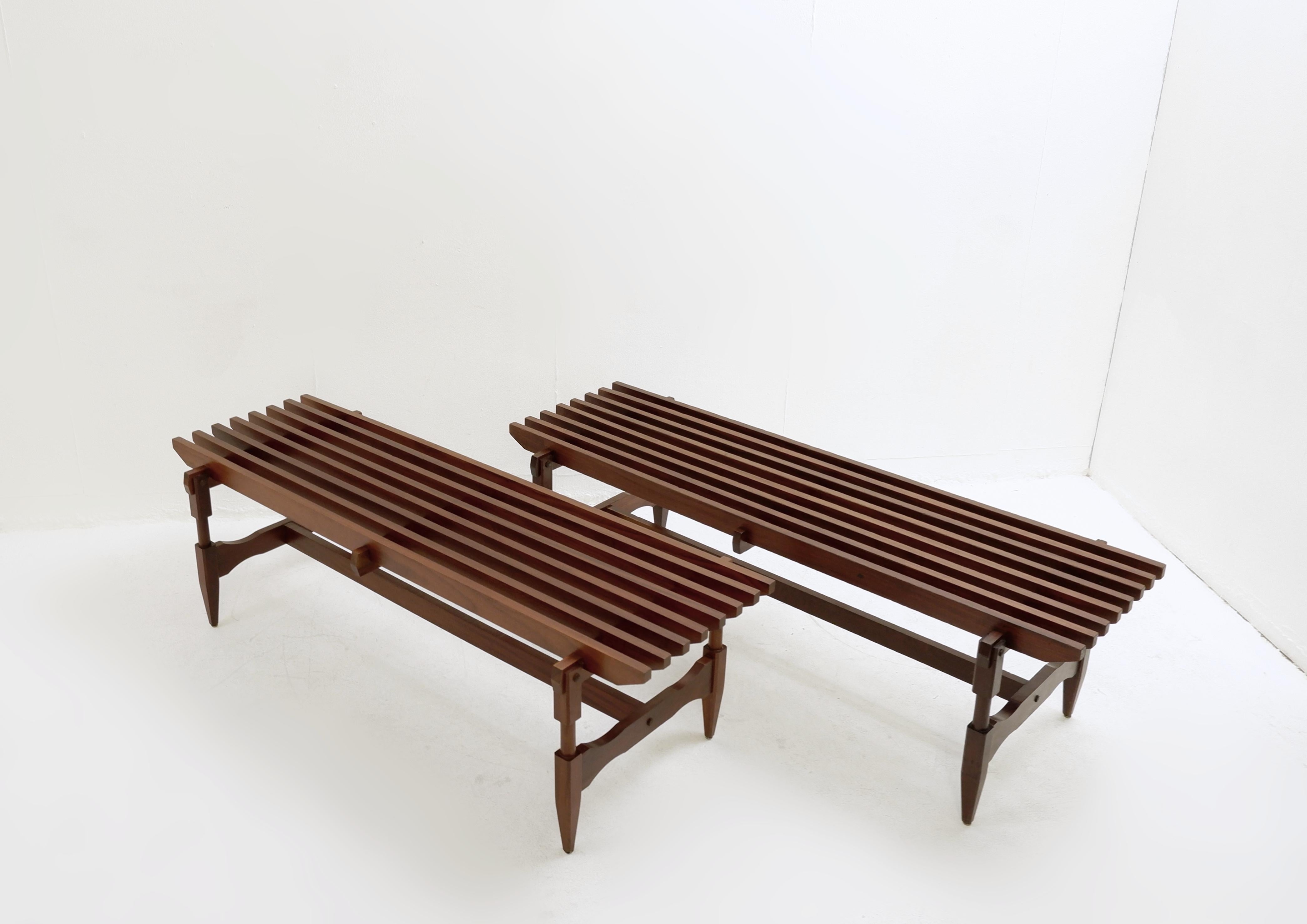 Italian Pair of Mid-century wood Bench by Ico & Luisa Parisi - 1950s For Sale