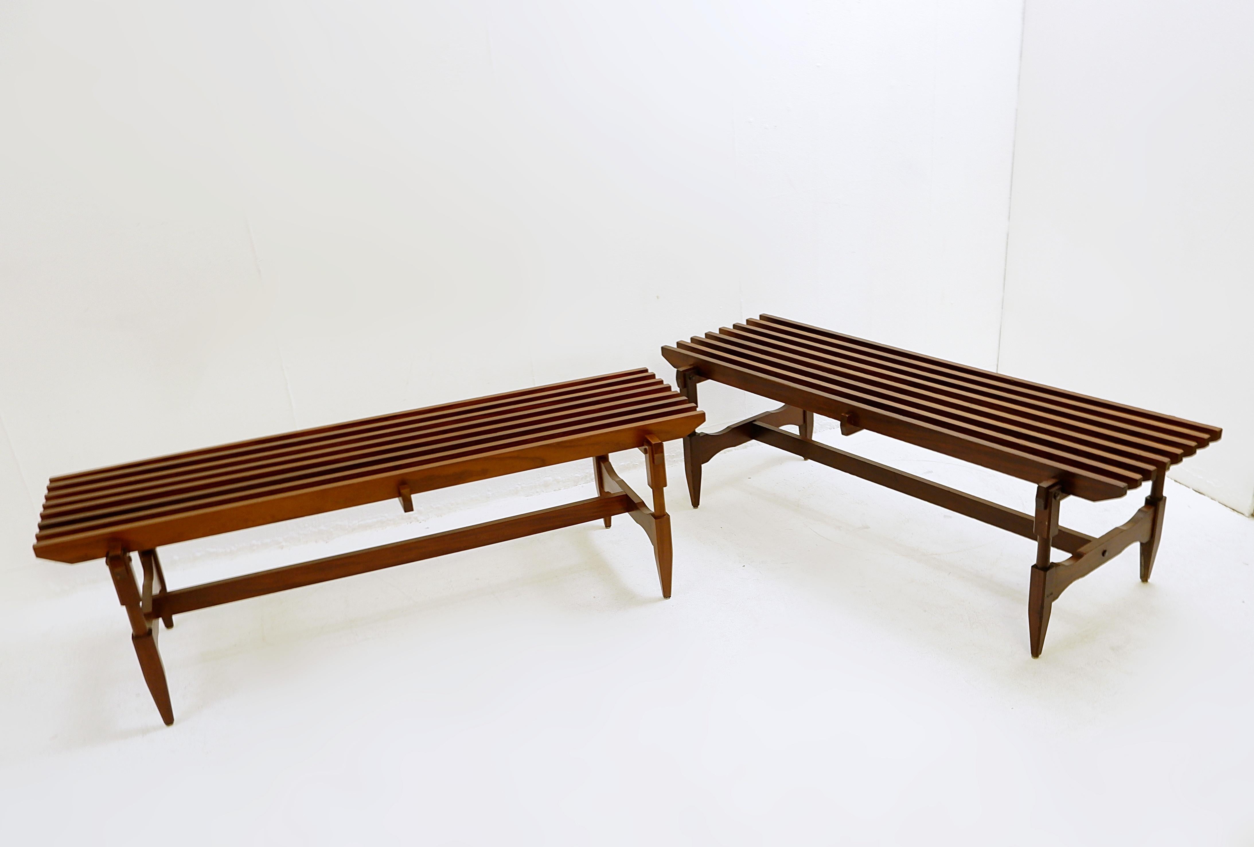Pair of Mid-century wood Bench by Ico & Luisa Parisi - 1950s In Good Condition For Sale In Brussels , BE