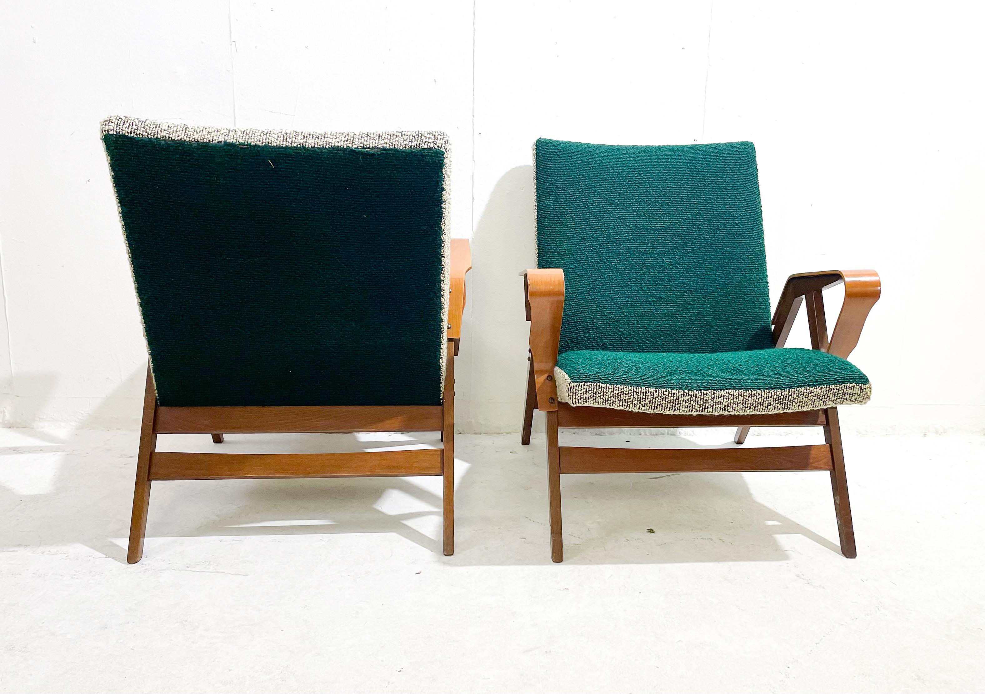 Pair of Mid-Century Wooden Armchairs, Italy, 1950s 1