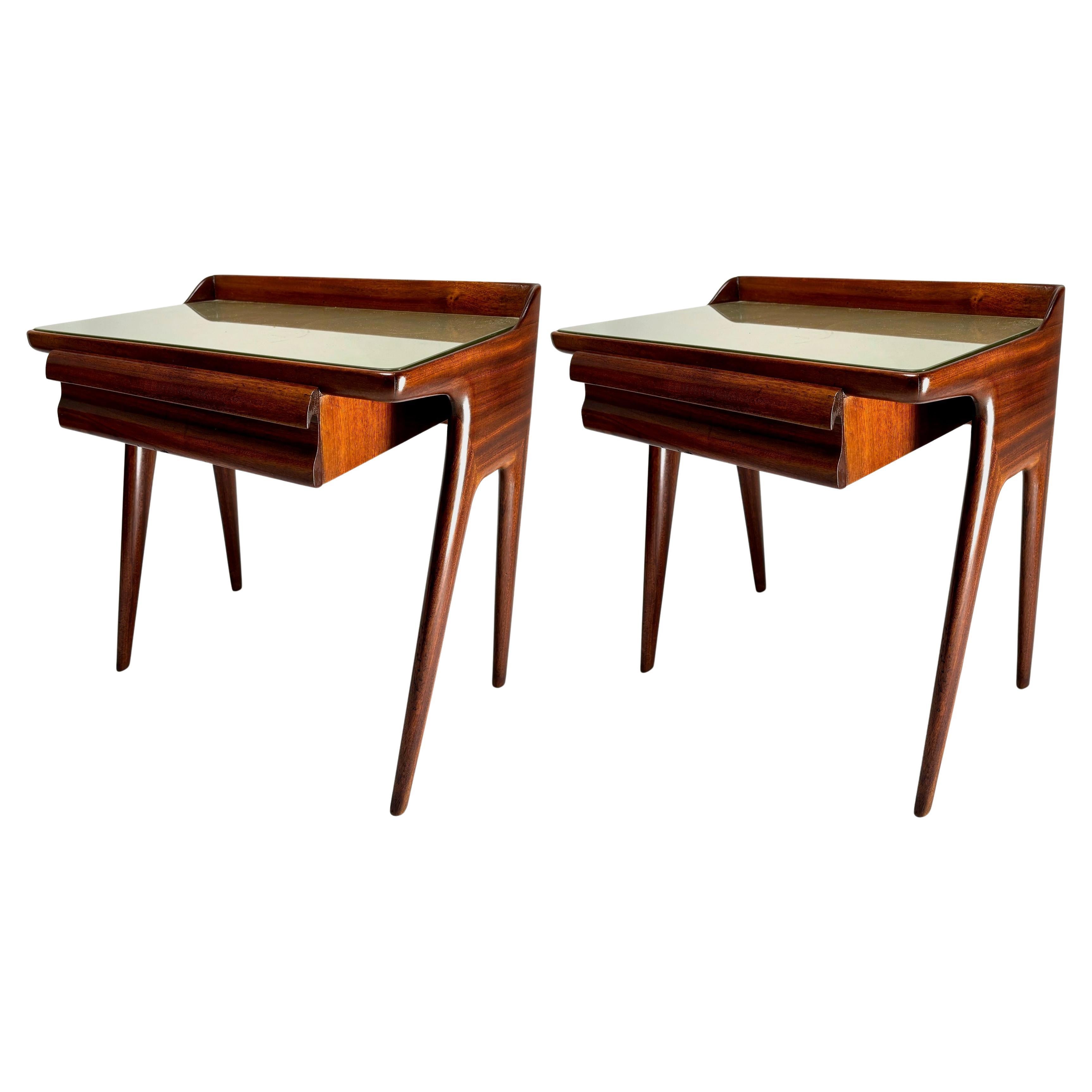 Pair of Mid-Century wooden bedside tables by Vittorio Dassi, Italy, 1950s