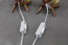 Paar Tischlampen mit Holzdesign aus der Mitte des Jahrhunderts, von Dřevo Humpolec, 1970er Jahre.