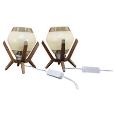 Paar Tischlampen mit Holzdesign aus der Mitte des Jahrhunderts, von Dřevo Humpolec, 1970er Jahre.