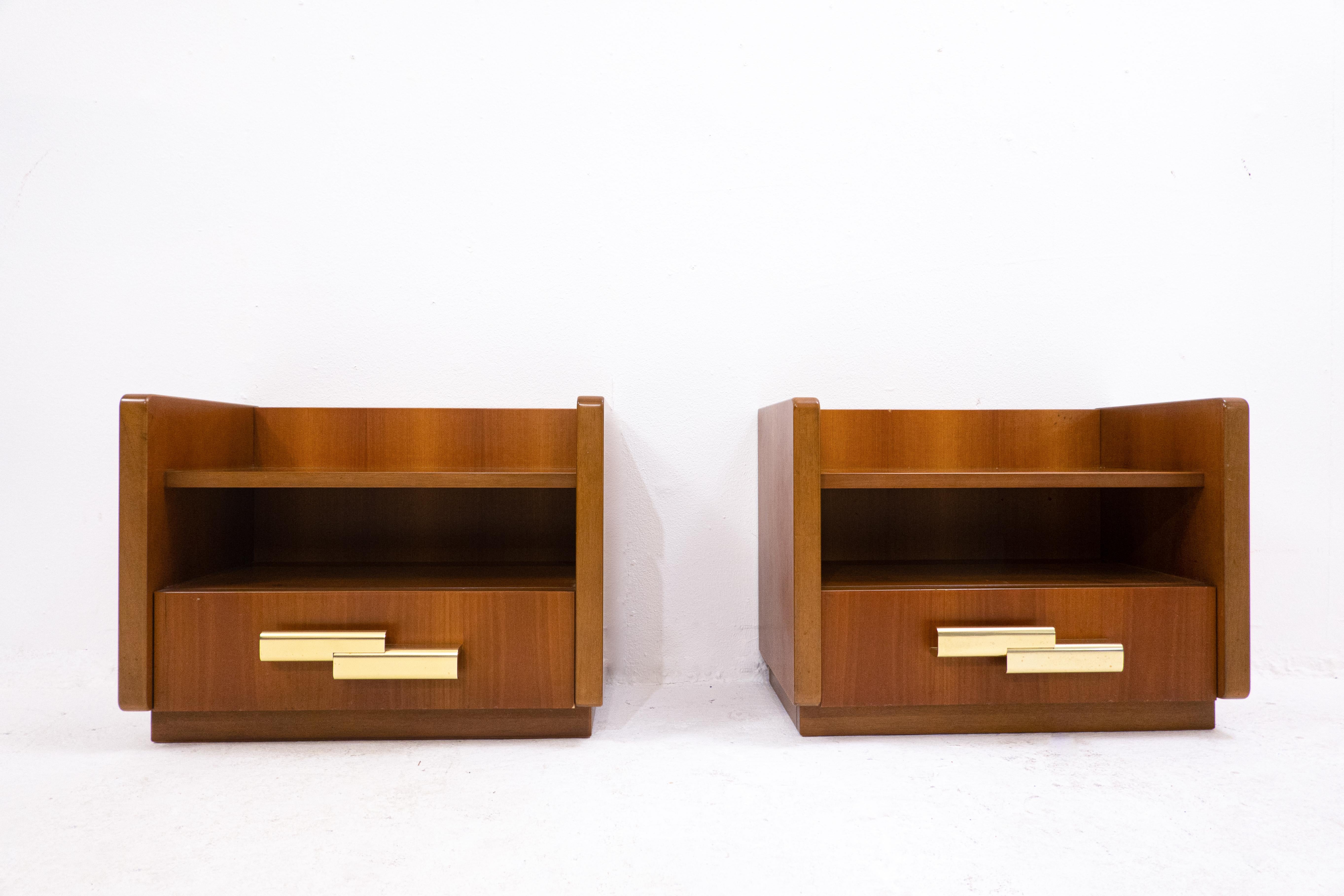 Mid-20th Century Pair of Mid-Century Wooden Drawers Nightstands, Italy, 1950s