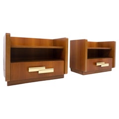 Pair of Mid-Century Wooden Drawers Nightstands, Italy, 1950s