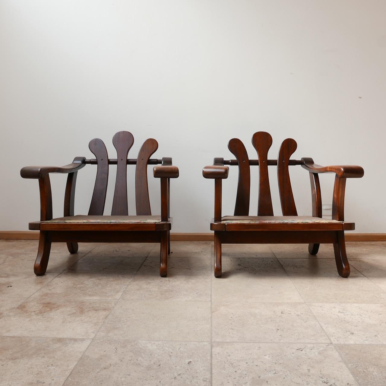 Pair of Mid-Century Wooden Dutch Armchairs 6