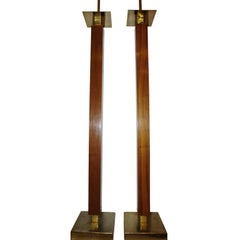 Pair of Mid-Century Wooden Floor Lamps