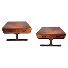Paire de tables de nuit en bois du milieu du siècle dernier par Frattini pour Bernini, Italie