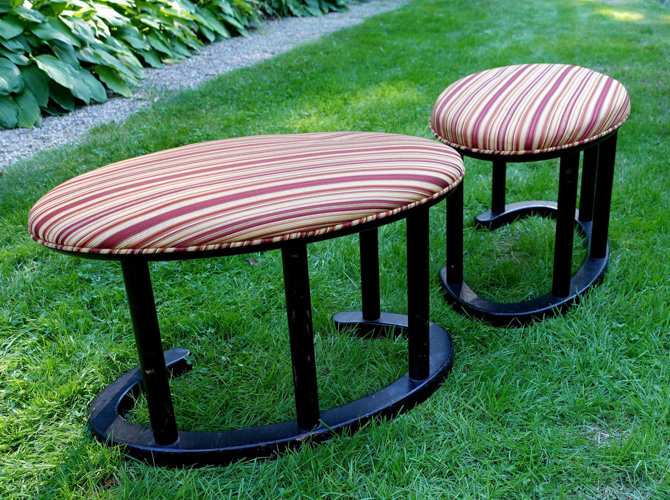Hand-Crafted Pair of Mid-Century Wooden Stools For Sale