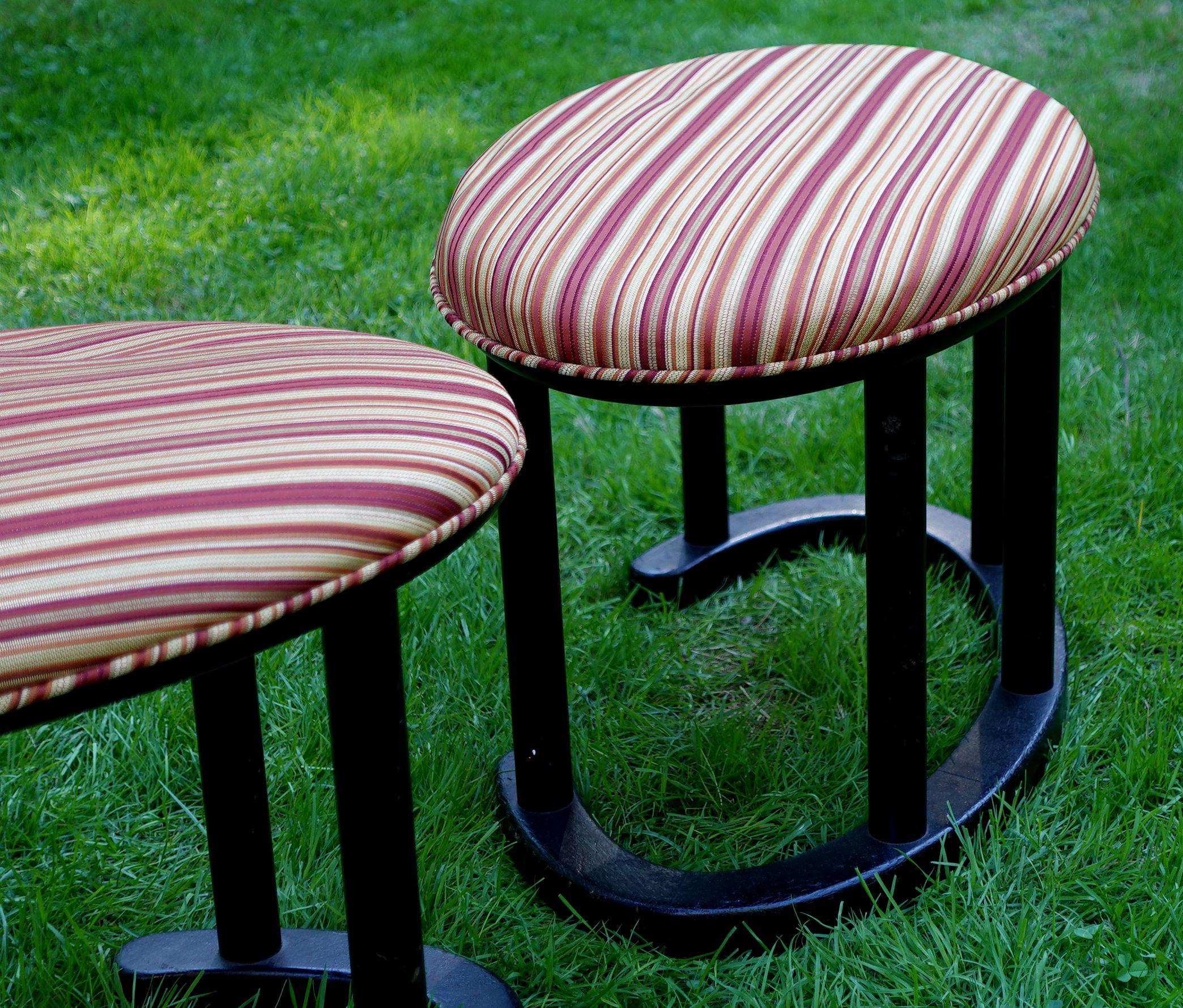 Pair of Mid-Century Wooden Stools In Good Condition For Sale In Norton, MA
