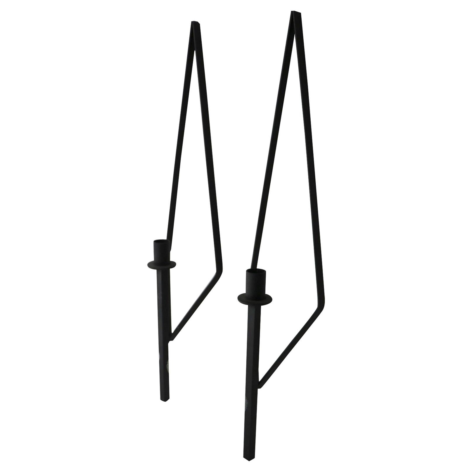 Pair of Mid Century  Wrought Iron Sconces after Paul McCobb