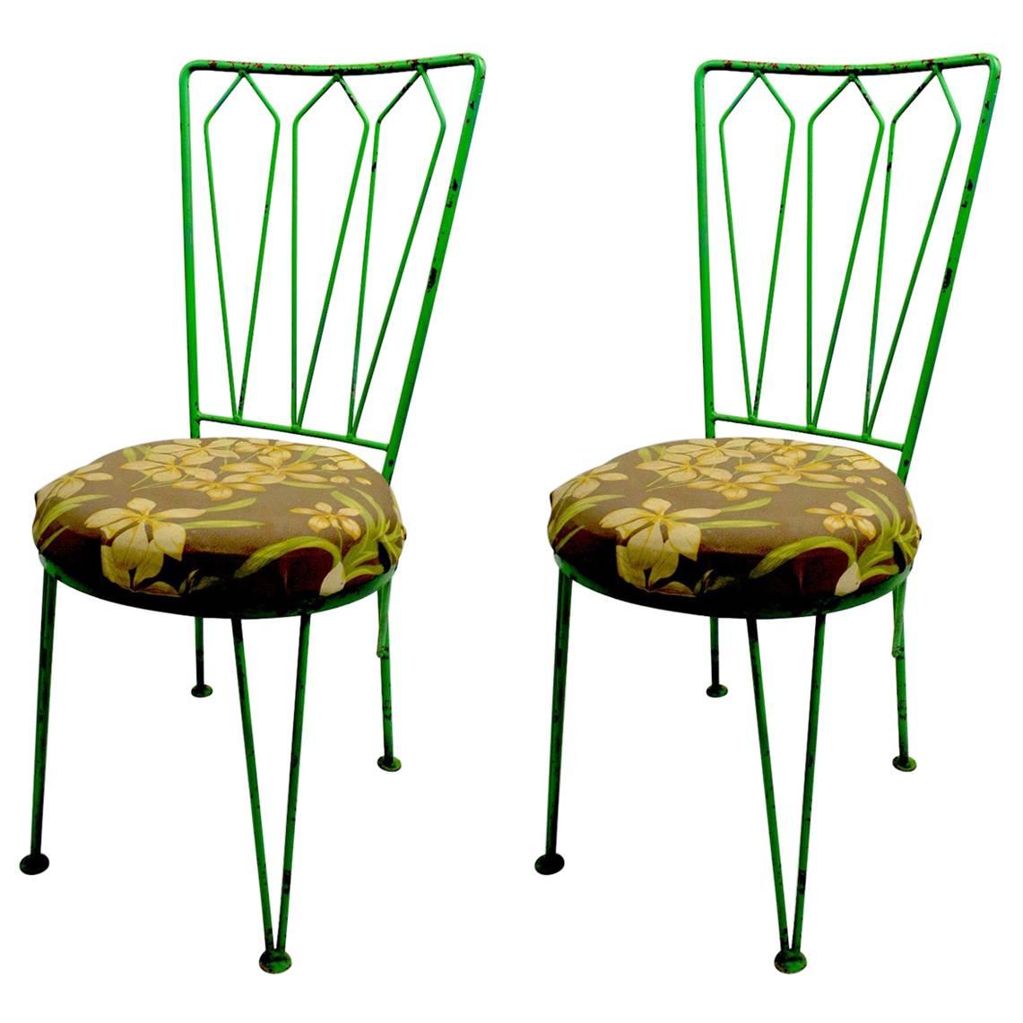 Pair of Mid Century  Wrought Iron Side Chairs after McCobb