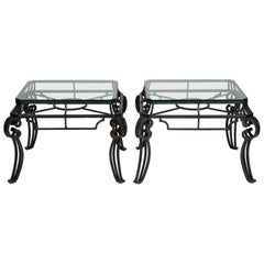 Pair of Midcentury Wrought Iron Side Tables