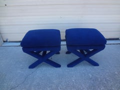 Pair of Midcentury X Base Billy Baldwin Style Ottomans