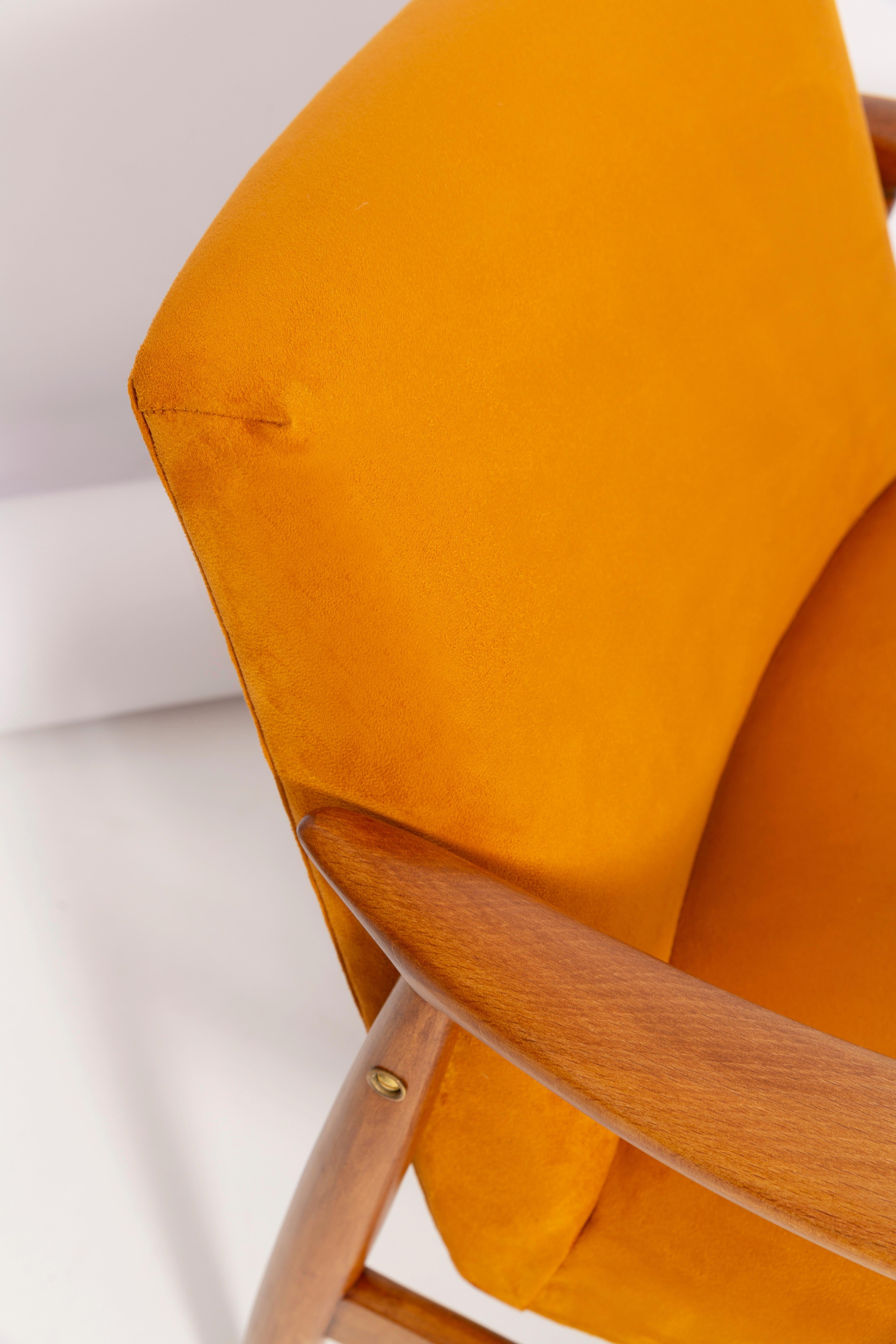 Hand-Crafted Pair of Mid Century Yellow Armchairs, Designed by J. Kedziorek, Poland, 1960s For Sale